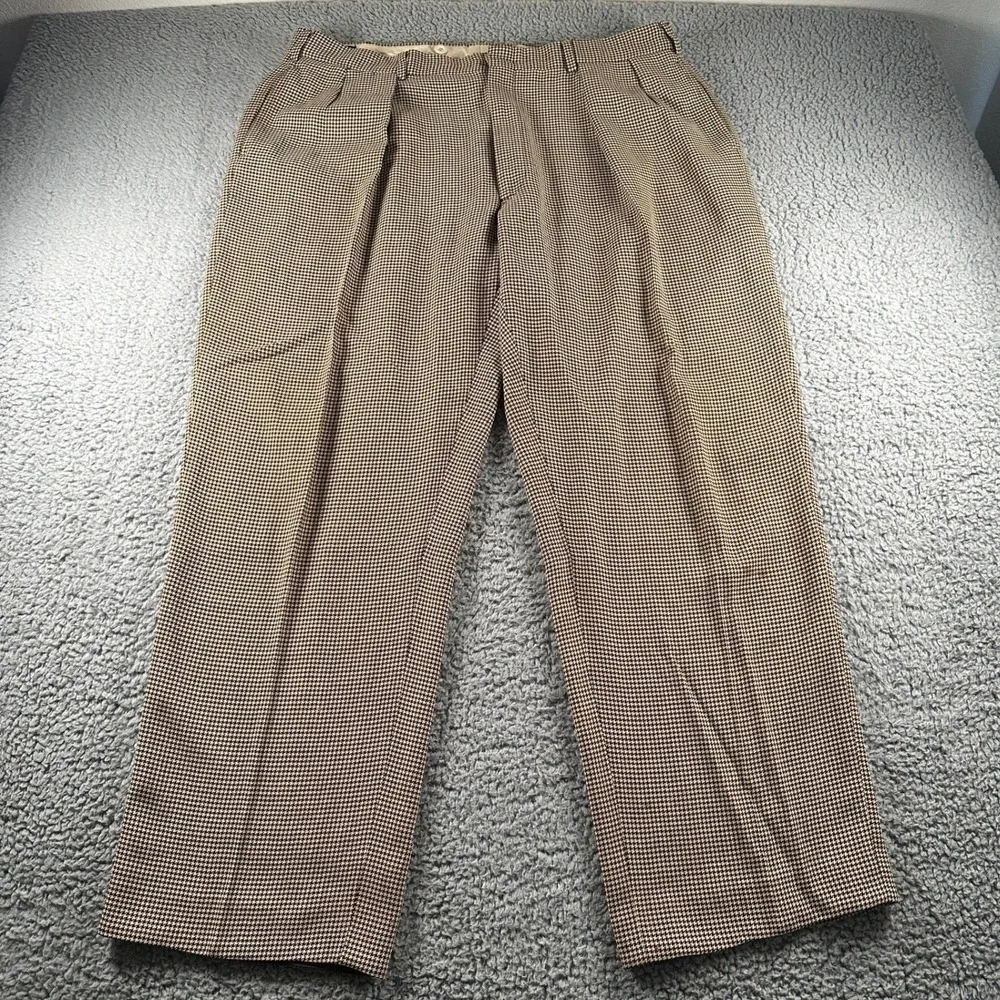 Vtg Ralph Lauren Purple Label Pants Mens Houndstooth Pleated Front Trousers 90s